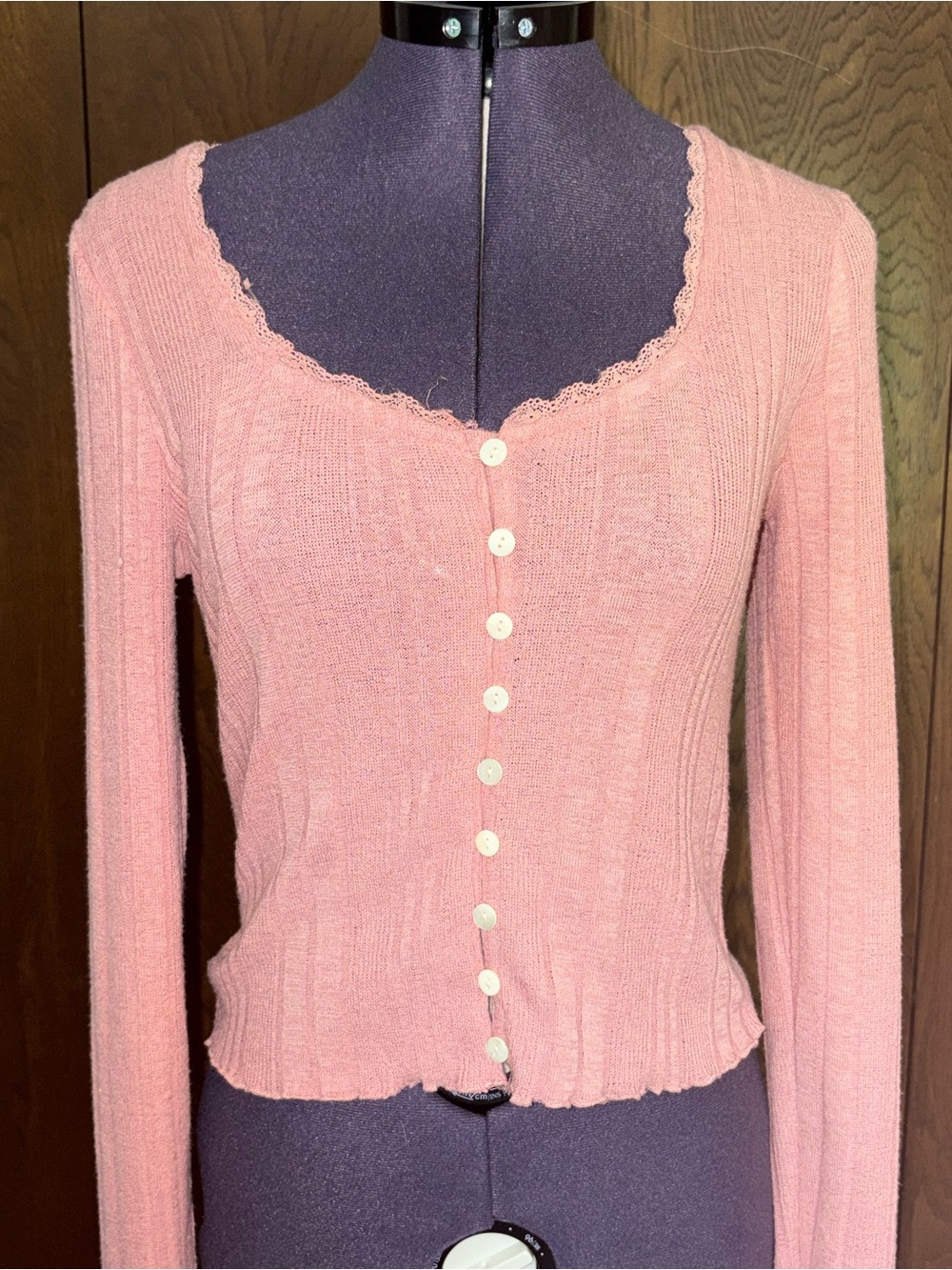 Laced trimmed pink sweater top